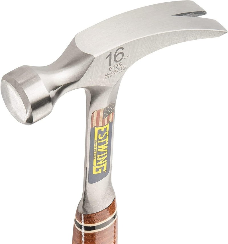 Estwing Hammer - 16 oz Straight Rip Claw with Smooth Face & Genuine Leather Grip - E16S - Image 3