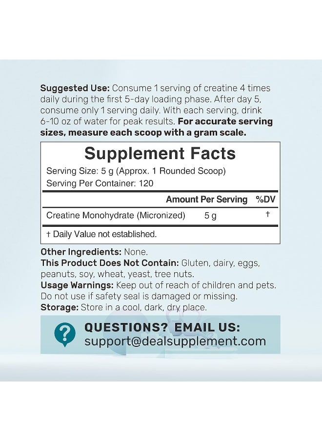 DEAL SUPPLEMENT Instant Creatine Monohydrate Powder 120 Servings - 5000Mg(5G) Per Serving | Unflavored Micronized Creatine | Improve Performance & Preworkout Recovery | Vegan, Keto | Non-Gmo, No Filler  - Image 2