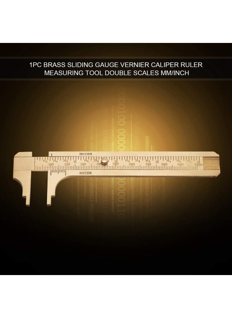 Jadeshay Jadeshay Calipers Measuring Tool Vintage Style Brass Vernier Caliper Ruler Dual Scales MMInch Lightweight Portable High Precision Measurement Tool 100mm4 inch  - Image 5