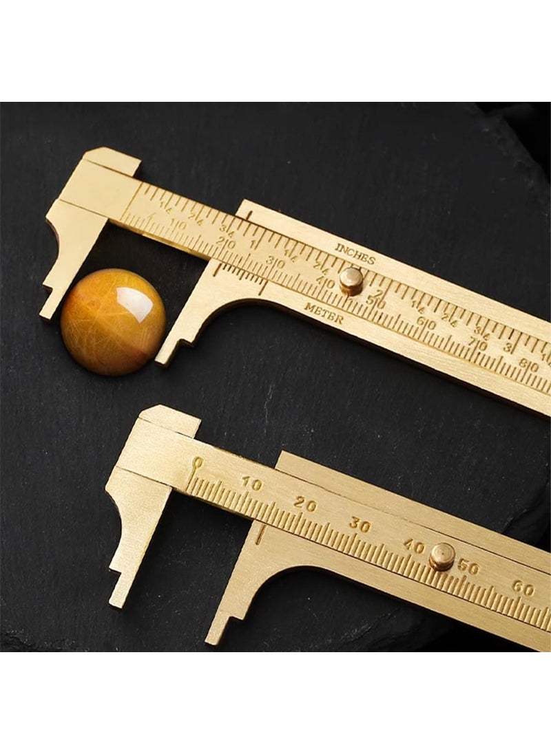Jadeshay Jadeshay Calipers Measuring Tool Vintage Style Brass Vernier Caliper Ruler Dual Scales MMInch Lightweight Portable High Precision Measurement Tool 100mm4 inch  - Image 3