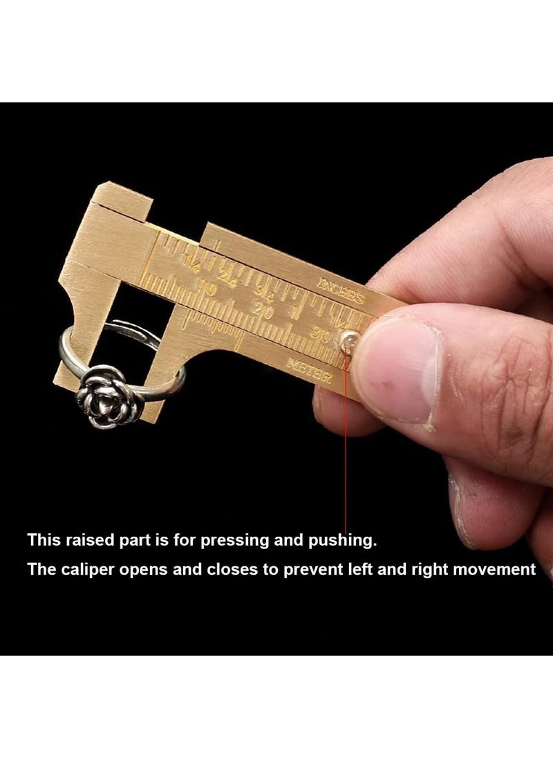 Jadeshay Jadeshay Calipers Measuring Tool Vintage Style Brass Vernier Caliper Ruler Dual Scales MMInch Lightweight Portable High Precision Measurement Tool 100mm4 inch  - Image 2