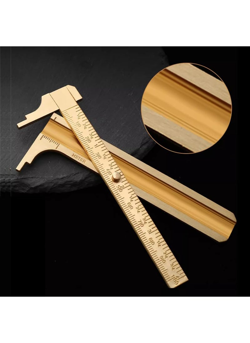 Jadeshay Jadeshay Calipers Measuring Tool Vintage Style Brass Vernier Caliper Ruler Dual Scales MMInch Lightweight Portable High Precision Measurement Tool 100mm4 inch  - Image 4