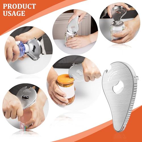 Uinxan Bottle Opener for Weak Hands & Seniors with Arthritis–5 in 1 for Vacuum Seals, Water, Small Jar Lids(0.6"-2.7"), Beer Caps, Pull Tabs–Multifunction Portable Tool for Elderly/Women/Men (Black) - Image 3