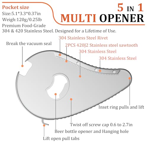Uinxan Bottle Opener for Weak Hands & Seniors with Arthritis–5 in 1 for Vacuum Seals, Water, Small Jar Lids(0.6"-2.7"), Beer Caps, Pull Tabs–Multifunction Portable Tool for Elderly/Women/Men (Black) - Image 2