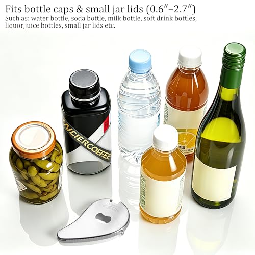Uinxan Bottle Opener for Weak Hands & Seniors with Arthritis–5 in 1 for Vacuum Seals, Water, Small Jar Lids(0.6"-2.7"), Beer Caps, Pull Tabs–Multifunction Portable Tool for Elderly/Women/Men (Black) - Image 5