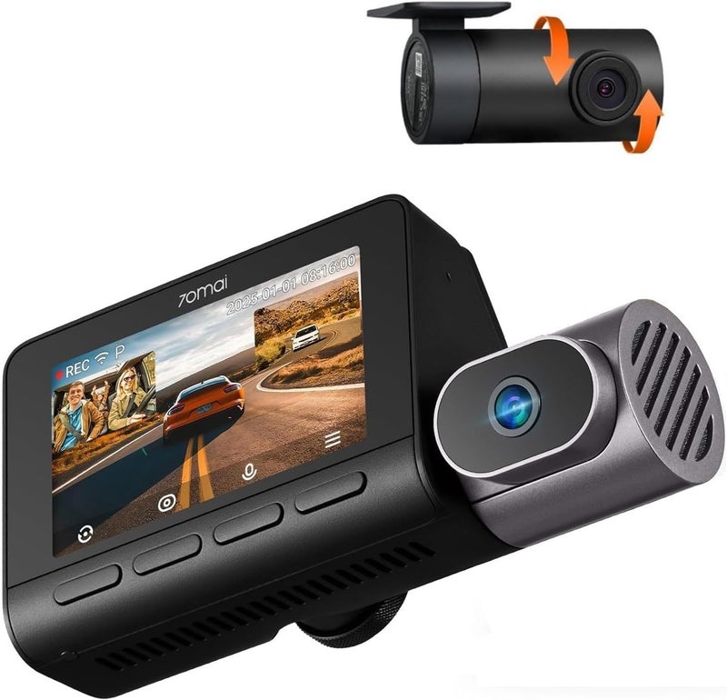 70mai 4K T800 3 Channel Dash Cam with Front, Rear, and Interior Recording - Image 1