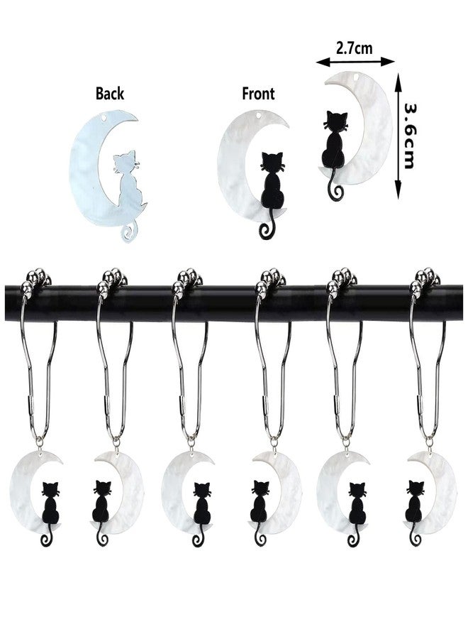 Daxingbu Black Cat Shower Curtain Hooks with Moon Bathroom Decoration,12 Pcs Rust Proof Metal Cute Funny Cat Shower Curtain Rings for Halloween Gothic Themed Decor - Image 3
