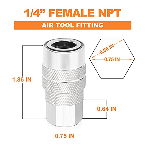 GASHER 12PCS 1/4-Inch Female Industrial Coupler,1/4 Basic Flow Quick Connect Air Coupler - Image 4