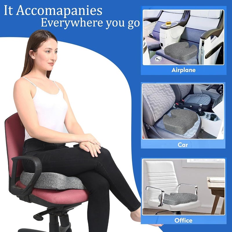Royal Nap Coccyx Seat Cushion for Back Pain Relief | Orthopedic Memory Foam Pillow for Sciatica & Tailbone Support | Large Size, 2-Layer Washable Cover, Grey | 1 Year Warranty | Pack of 1 - Image 4