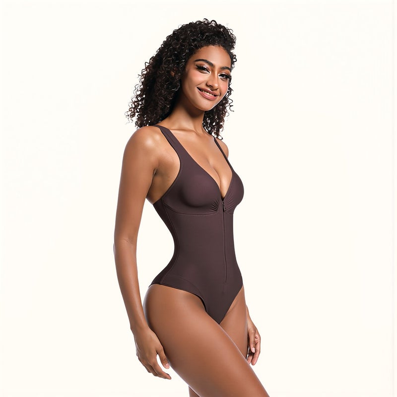 Seamless Shapewear Bodysuit for Women S Size Zipper Tummy Control Shaper - Image 5
