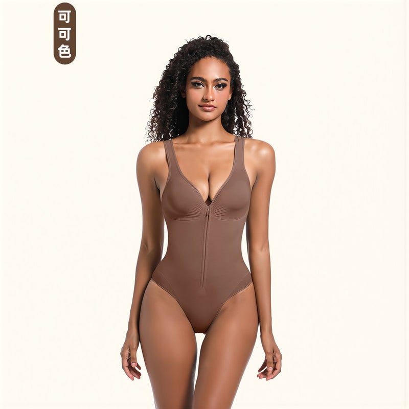 Seamless Shapewear Bodysuit for Women S Size Zipper Tummy Control Shaper - Image 2