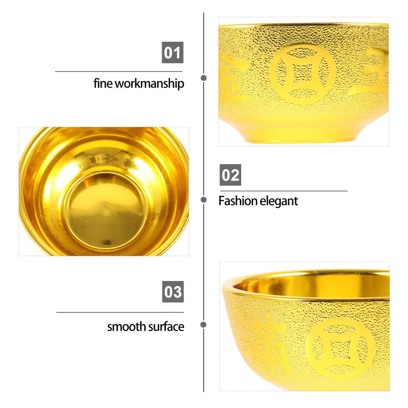 Golden Plastic Buddhist Offering Bowl Set Reusable Decorative Dishware For Temple Home Altar - Image 4