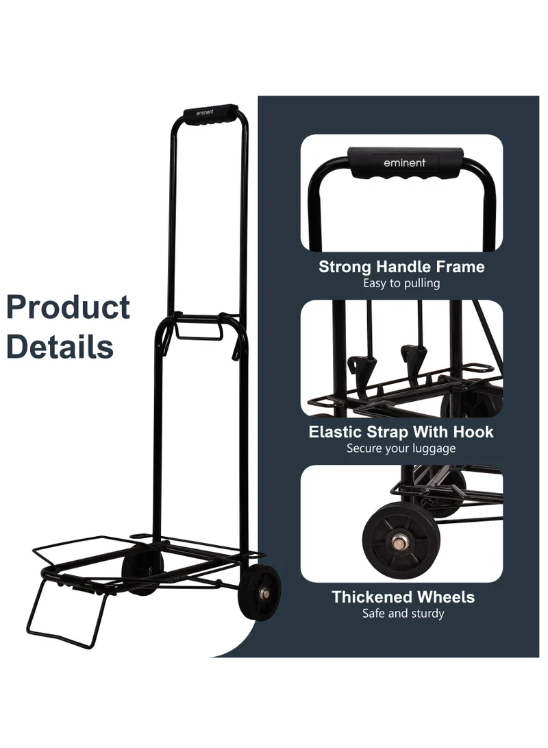 eminent Luggage Carrier Lightweight 2 Wheels Portable Foldable Cart Dolly Collapsible with Bungee Cords Black 501HT Black