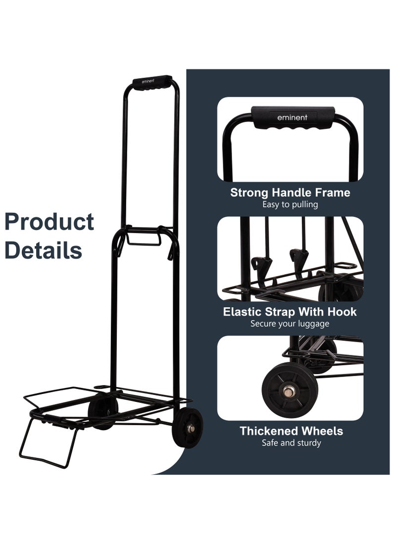 إيمينينت عربة أمتعة خفيفة بعجلتين قابلة للطي مع حبال مطاطية سوداء - Image 3