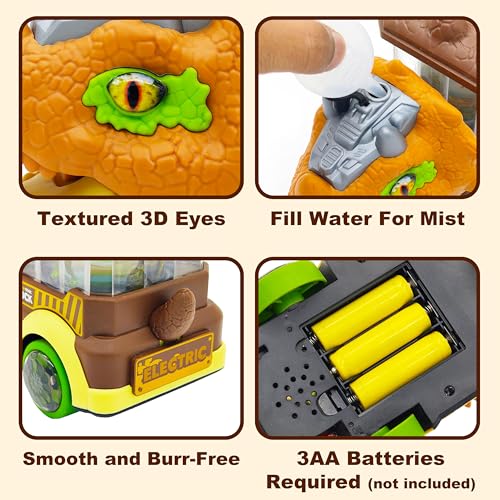 VGRASSP Bump and Go Dinosaur Truck Toy for Kids with Lights, Music, Mist Spray & Rotating Lamp - Interactive Dino Toy Gift - Color As Per Stock - Image 2