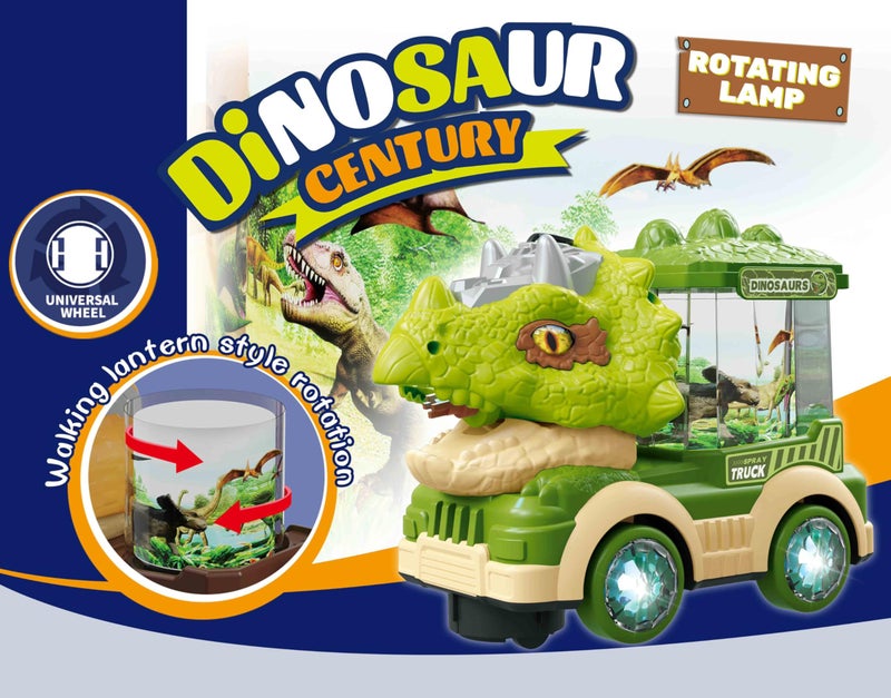VGRASSP Bump and Go Dinosaur Truck Toy for Kids with Lights, Music, Mist Spray & Rotating Lamp - Interactive Dino Toy Gift - Color As Per Stock - Image 3