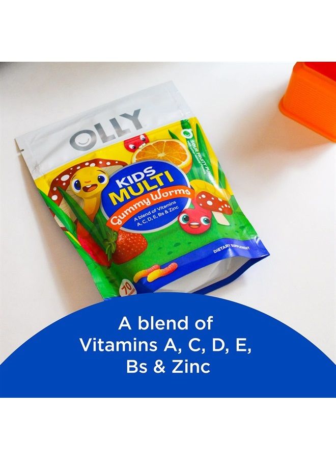 OLLY Kids Multivitamin Gummy Worms, Overall Health and Immune Support, Vitamins and Minerals A, C, D, E, Bs and Zinc, Chewable Supplement, Sour Fruit Punch, 45 Day Supply - 70 Count  - Image 2