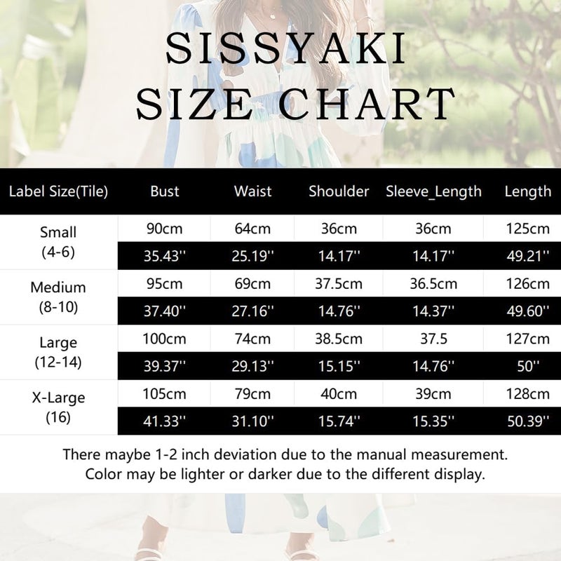 Women's Summer Long Sleeve High Waist Boho Maxi Dress - Blue Print - Image 5