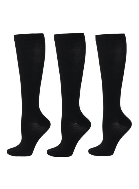 NOVOLAN 3 Pairs Sports Compression Women Men Socks Long Tube Calf Elastic Socks Mesh Breathable Moisture Wicking Shock-Absorbing, Comfortable & Soft of Basketball, Football and Tennis