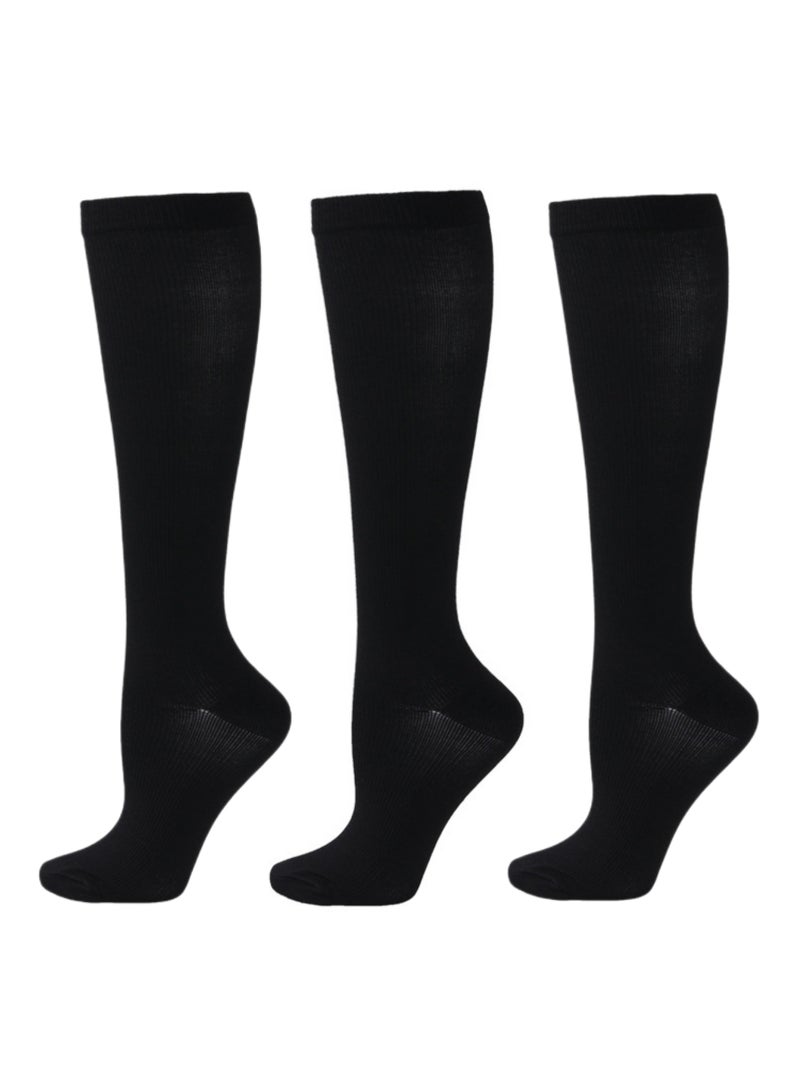 NOVOLAN NOVOLAN 3 Pairs Sports Compression Women Men Socks Long Tube Calf Elastic Socks Mesh Breathable Moisture Wicking Shock-Absorbing, Comfortable & Soft of Basketball, Football and Tennis  - Image 1