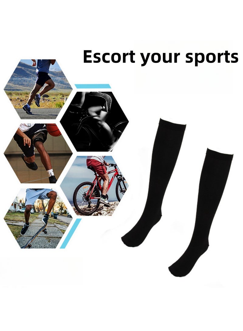 NOVOLAN NOVOLAN 3 Pairs Sports Compression Women Men Socks Long Tube Calf Elastic Socks Mesh Breathable Moisture Wicking Shock-Absorbing, Comfortable & Soft of Basketball, Football and Tennis  - Image 3
