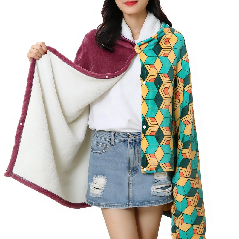 Juejuezi Hooded Wearable Blanket Hoodie Throw Blanket Cloak Cosplay Costume Shawl Wrap Nap Quilt 160x100 cm63x40inRedOne Size - Image 2