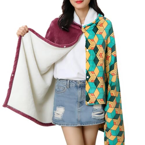 Juejuezi Hooded Wearable Blanket Hoodie Throw Blanket Cloak Cosplay Costume Shawl Wrap Nap Quilt 160x100 cm63x40inRedOne Size - Image 1