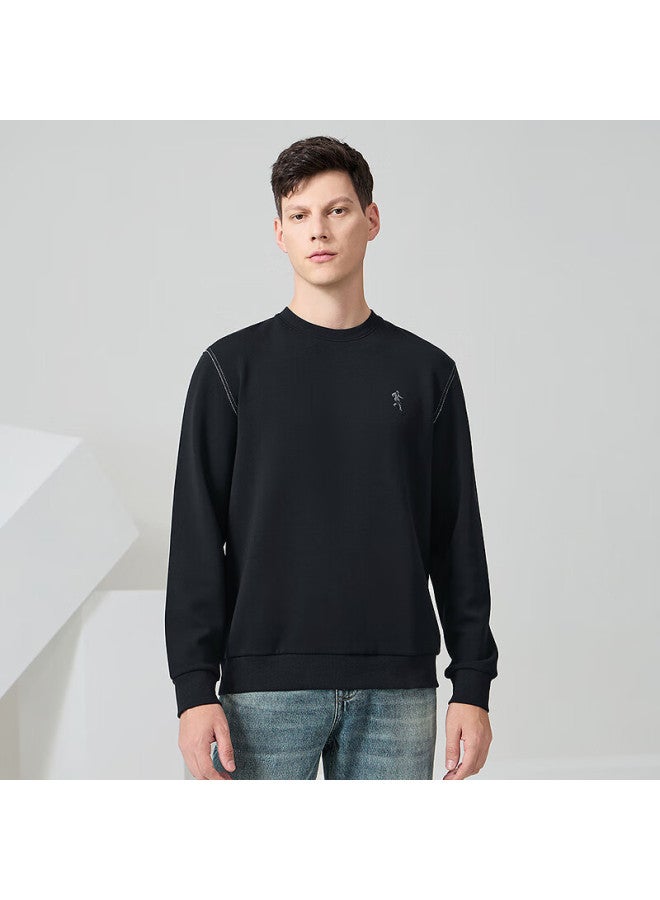 DANCING WOLVES Dancing With Wolves Sweatshirt For Men, Autumn And Winter Style, Versatile Small Dance Round Neck Men's Sweatshirt, 001 Black, Size 180 - Image 1