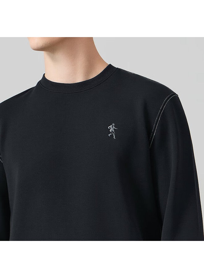 DANCING WOLVES Dancing With Wolves Sweatshirt For Men, Autumn And Winter Style, Versatile Small Dance Round Neck Men's Sweatshirt, 001 Black, Size 180 - Image 2