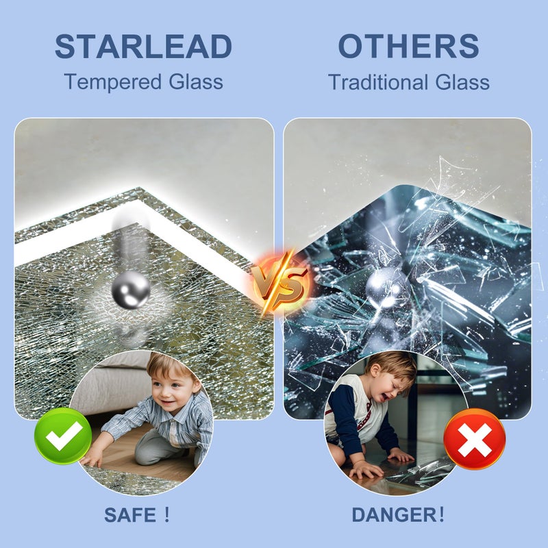 STARLEAD مرآة حمام LED STARLEAD مع أضواء، 24"X32" مثبتة على الحائط مع 3 ألوان قابلة للتعتيم، مكبر صوت بلوتوث، مضادة للضباب، ذاكرة، زجاج مقسى، مضاءة من الأمام والخلف (أفقي/عمودي)  - Image 2