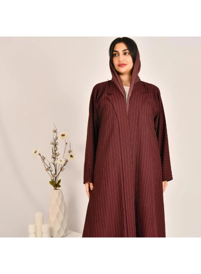 beyond abaya Quarter-cloche blazer abaya with striped fabric wrap - Image 5