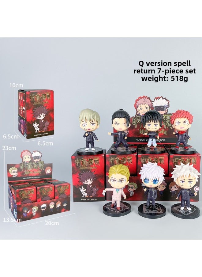 Q Version Of The Spell Back To War Hand Anime Blind Box Doll Five Enlightenment Knotweed You Benevolence Fu Black Hui Model Ornaments Cross Border-Color:6th Generation Casual Time Spell Return [blind Box + Display Box]
