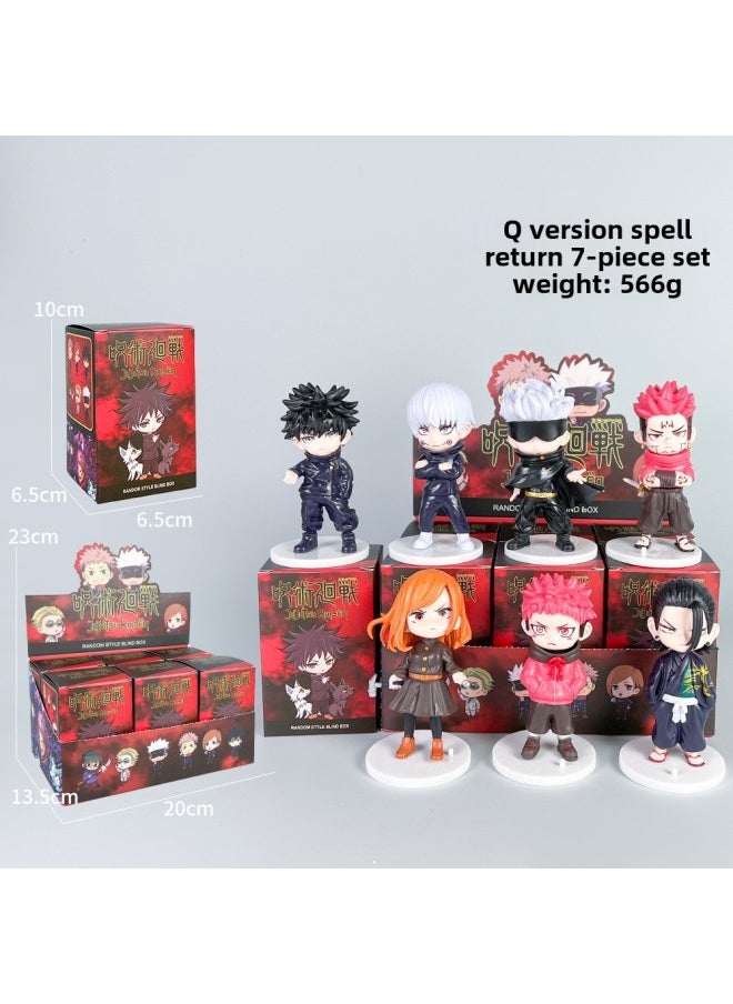 Q Version Of The Spell Back To War Hand Anime Blind Box Doll Five Enlightenment Knotweed You Benevolence Fu Black Hui Model Ornaments Cross Border-Color:6th Generation Casual Time Spell Return [blind Box + Display Box]