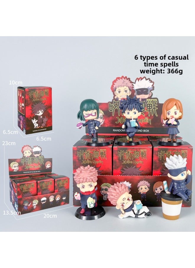 Q Version Of The Spell Back To War Hand Anime Blind Box Doll Five Enlightenment Knotweed You Benevolence Fu Black Hui Model Ornaments Cross Border-Color:6th Generation Casual Time Spell Return [blind Box + Display Box]