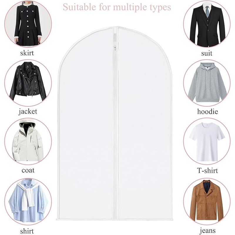 5 Pack Garment Bags for Hanging Clothes, 40 Suit Bags for Closet Storage, Plastic Clothes Covers with Zipper for Dresses - Image 5