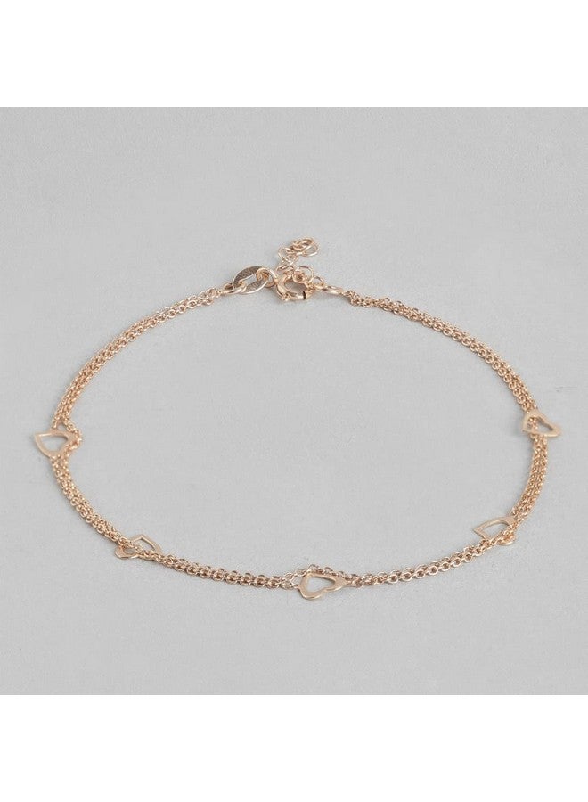 ZAVYA 925 Sterling Silver Layered Rose Gold Plating Hearts Anklets (Single) | Gift for Women & Girls | With Certificate of Authenticity & 925 Hallmark | Gift for Women & Girls - Image 4