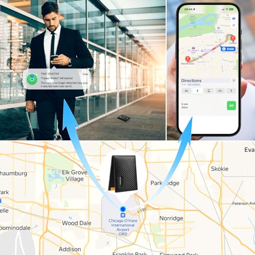 SMARTLB محفظة SMART LB للرجال مع جهاز تتبع، جهاز العثور على المحفظة القابل لإعادة الشحن، يعمل مع تطبيق Apple Find My أو Bseek، تصميم رفيع، محدد العناصر الذكية (iOS أو Android (أسود كربوني وأسود، أبل) - Image 3