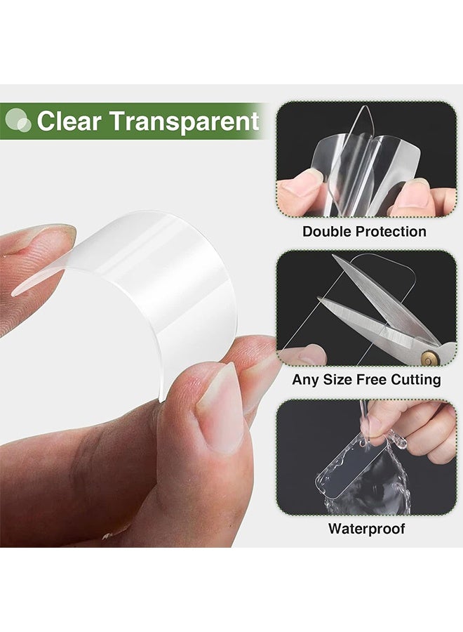 300 PCS Double Sided Tape Heavy Duty Reusable Double Sided Tape Transparent Nano Glue Seamless Self Adhesive Waterproof Seamless Wall Stickers Washable Tape - Image 5