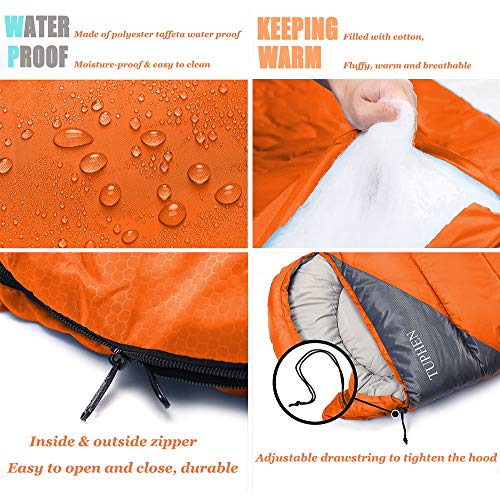 tuphen- Sleeping Bags for Adults Kids Boys Girls Backpacking Hiking Camping Microfiber Liner, Cold Warm Weather 4 Seasons Winter, Fall, Spring, Summer, Indoor Outdoor Use, Lightweight & Waterproof - Image 2