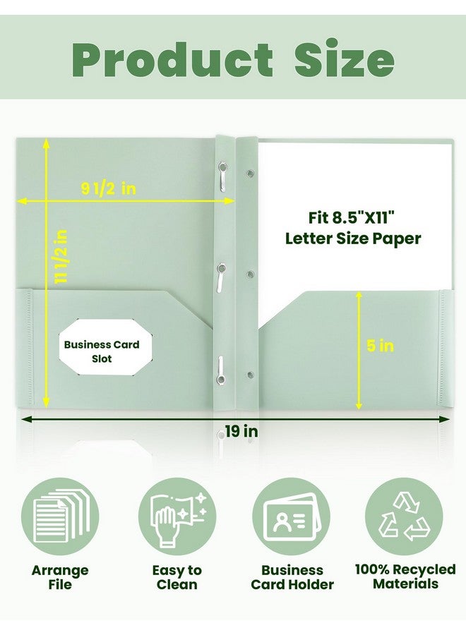 SUNEE Pocket Folders With Prongs(5 Pack, Vintage Colors) Recycled Plastic Folders With Pockets And Prongs Fit Letter Size, Poly Folders With Pockets For School Office Home - Image 2