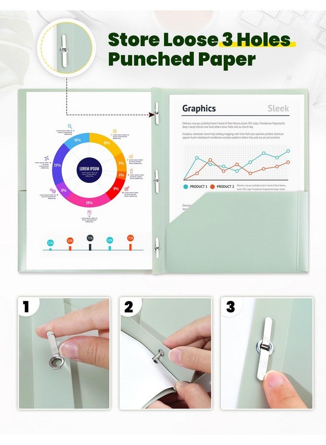 SUNEE Pocket Folders With Prongs(5 Pack, Vintage Colors) Recycled Plastic Folders With Pockets And Prongs Fit Letter Size, Poly Folders With Pockets For School Office Home - Image 5