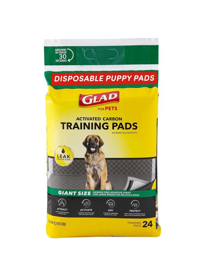Glad وسادات تدريب الكلاب من الكربون النشط للحيوانات الأليفة - فائقة الامتصاص ومضادة للتسرب، وسادات بول الكلاب بحجم كبير جداً، وسادات داخلية مع شرائط لاصقة، وسادة جرو بحجم عملاق، 30" × 36"، 24 قطعة - Image 1