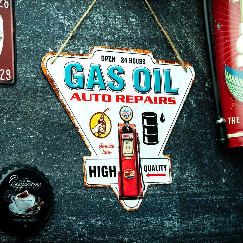 EAZYWAGON 3D Metal Plates - Gas Oil Auto Parts - Ideal Living Area, For Cafe, Restaurant, Shop, Home, Hotel, Club, Office, Living Area - Design Plaque - Image 4