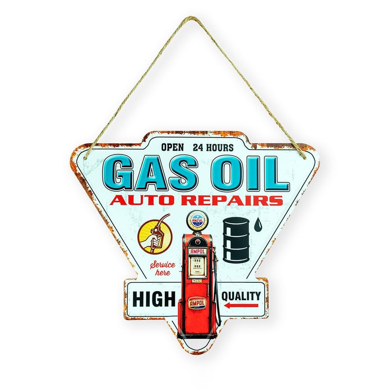 EAZYWAGON 3D Metal Plates - Gas Oil Auto Parts - Ideal Living Area, For Cafe, Restaurant, Shop, Home, Hotel, Club, Office, Living Area - Design Plaque - Image 1