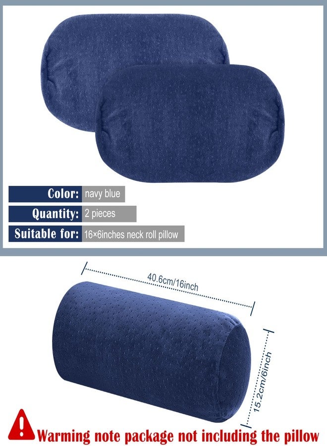 Remerry 2 Pcs 16 x 6 Inches Velvet Neck Roll Pillow Cover with Zipper, Only Round Neck Pillow Case Soft Bolster Pillowcases for Cylindrical Pillow (Cover Only, Bolster Not Included)(Navy Blue) - Image 3