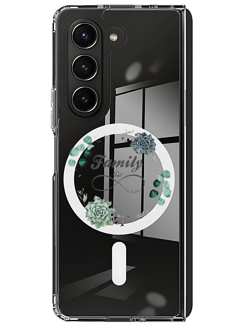 Theodor Magnetic Case for Samsung Galaxy Z Fold 5 Compatible with MagSafe Wireless Charging, Shockproof Phone Bumper Cover Family is forever - Image 1