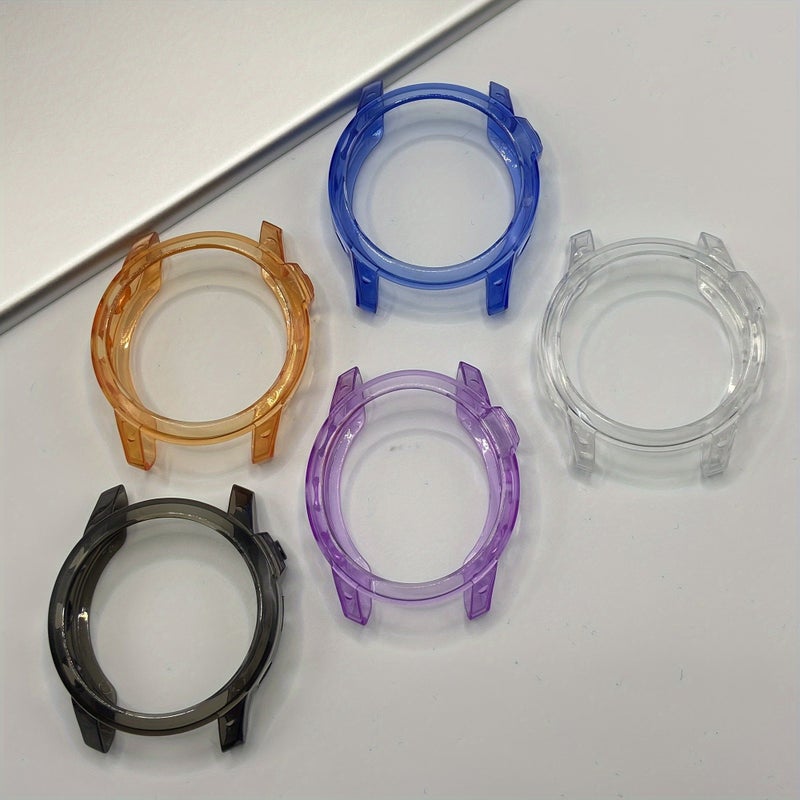 Transparent Blue Soft TPU Half Cover For Fenix 7X Sport Smartwatch - Image 1