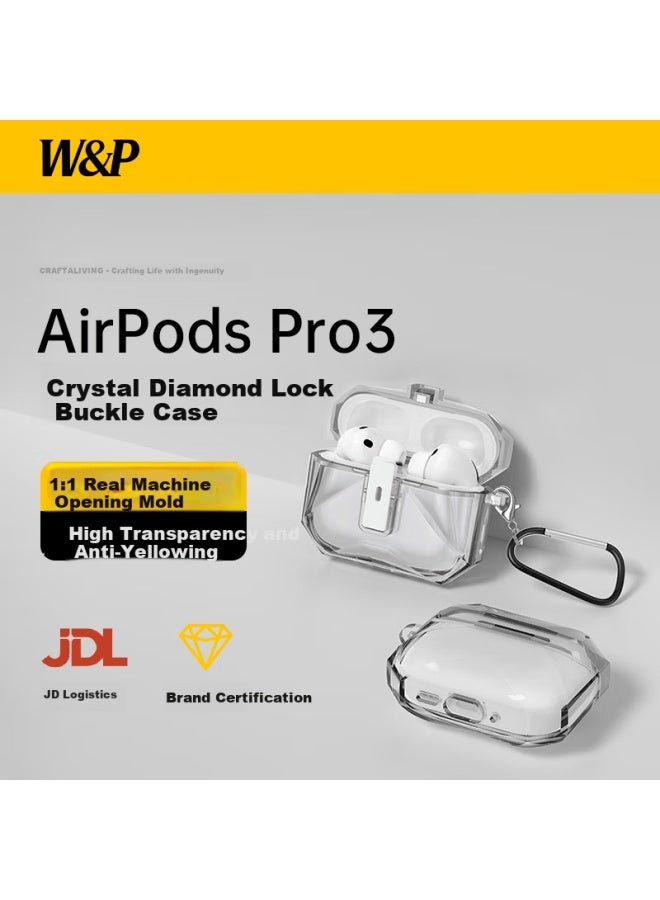 W&p Case For Airpods Pro 3, Apple Wireless Bluetooth Noise-cancelling Earphones, Transparent Ultra-thin Smart Clip-on Shockproof Anti-dirt Protective Case With Portable Lanyard Wp