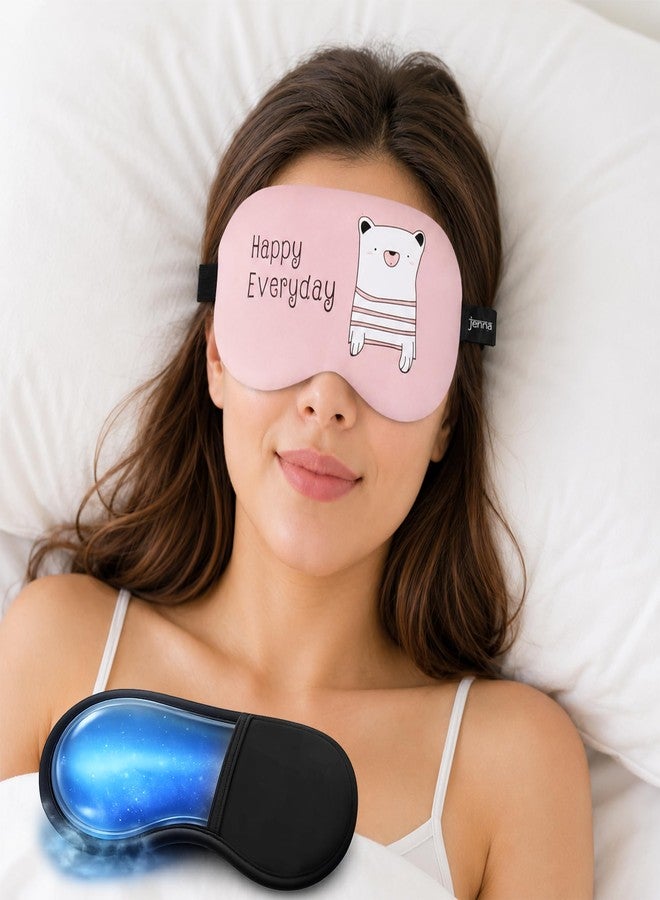 Jenna Unisex Printed Alphabet Sleeping Eye Mask Comfortable, Soft And With Adjustable Strap With Gel (Pink) - Image 2