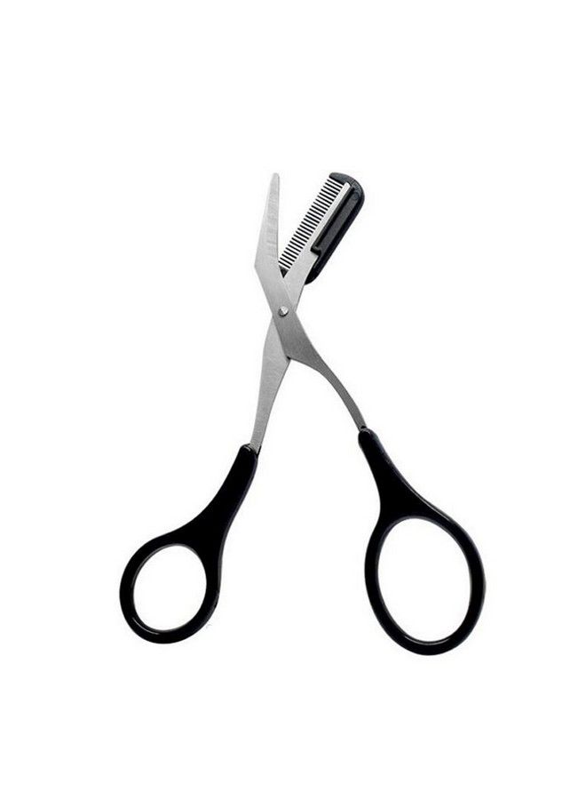 UPSTORE 1Pcs Black Professional Stainless Steel Eyebrow Grooming Shear Scissors With Plastic Comb(Detachable) Eyebrow Eyelash Hair Removal Shaper Shaping Tool Makeup Beauty Accessories For Men And Women - Image 1